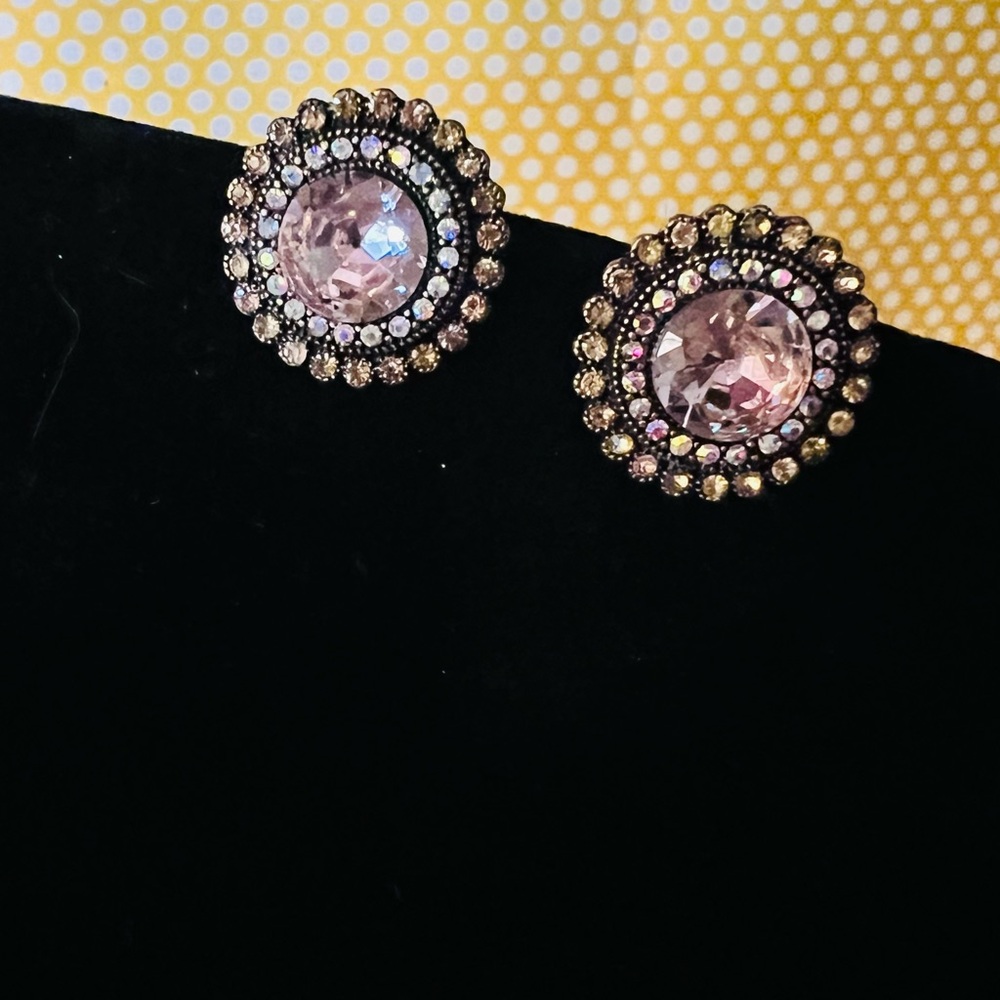 72. Elegant Pink Crystal Stud Earrings
